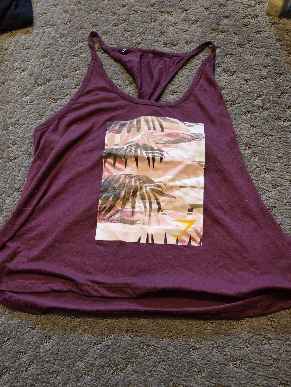 Gymshark Plum Racerback Tank with Tropical Print